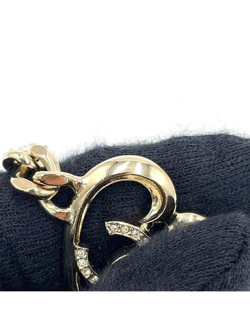 Chanel Necklace CC Logo Heart Choker Metal Rhinestone